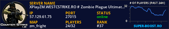 XPlayZM.WESTCSTRIKE.RO # Zombie Plague UltimateX [FDL + VIP 22-10 + POINTS] ®