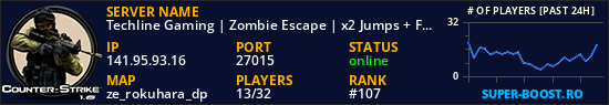 Techline Gaming | Zombie Escape | x2 Jumps + FREE VIP 21-09|