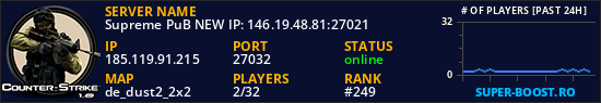 Supreme PuB NEW IP: 146.19.48.81:27021